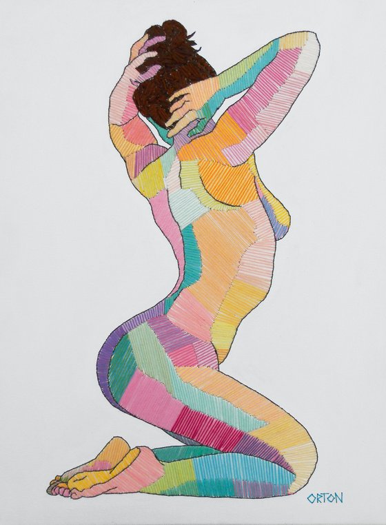 Embroidered Female Nude Figure Study 5