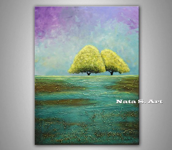 Fall in Love...  Large Abstract Textured painting, Modern Landscape Painting