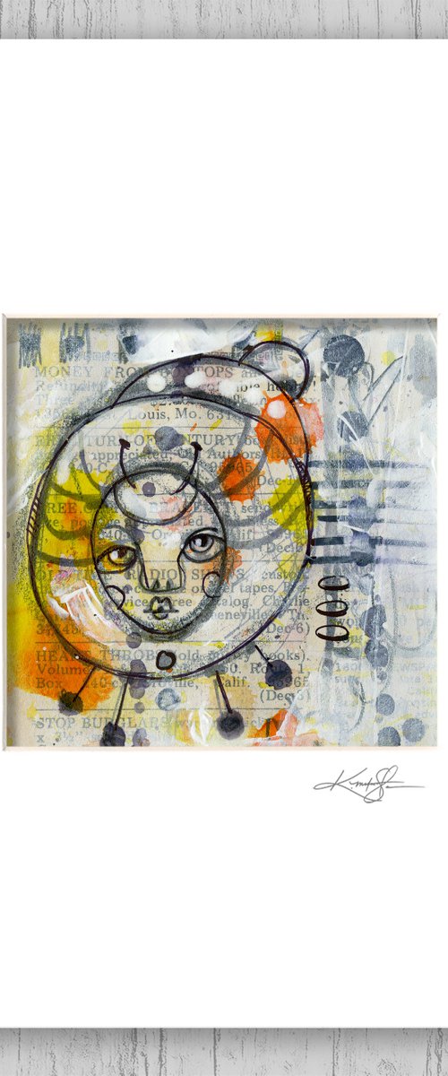 Funky Little Bug 9 -  Mixed Media Painting in mat by Kathy Morton Stanion by Kathy Morton Stanion