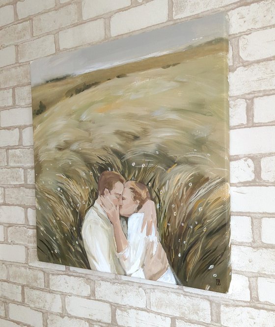 Loving couple in the field