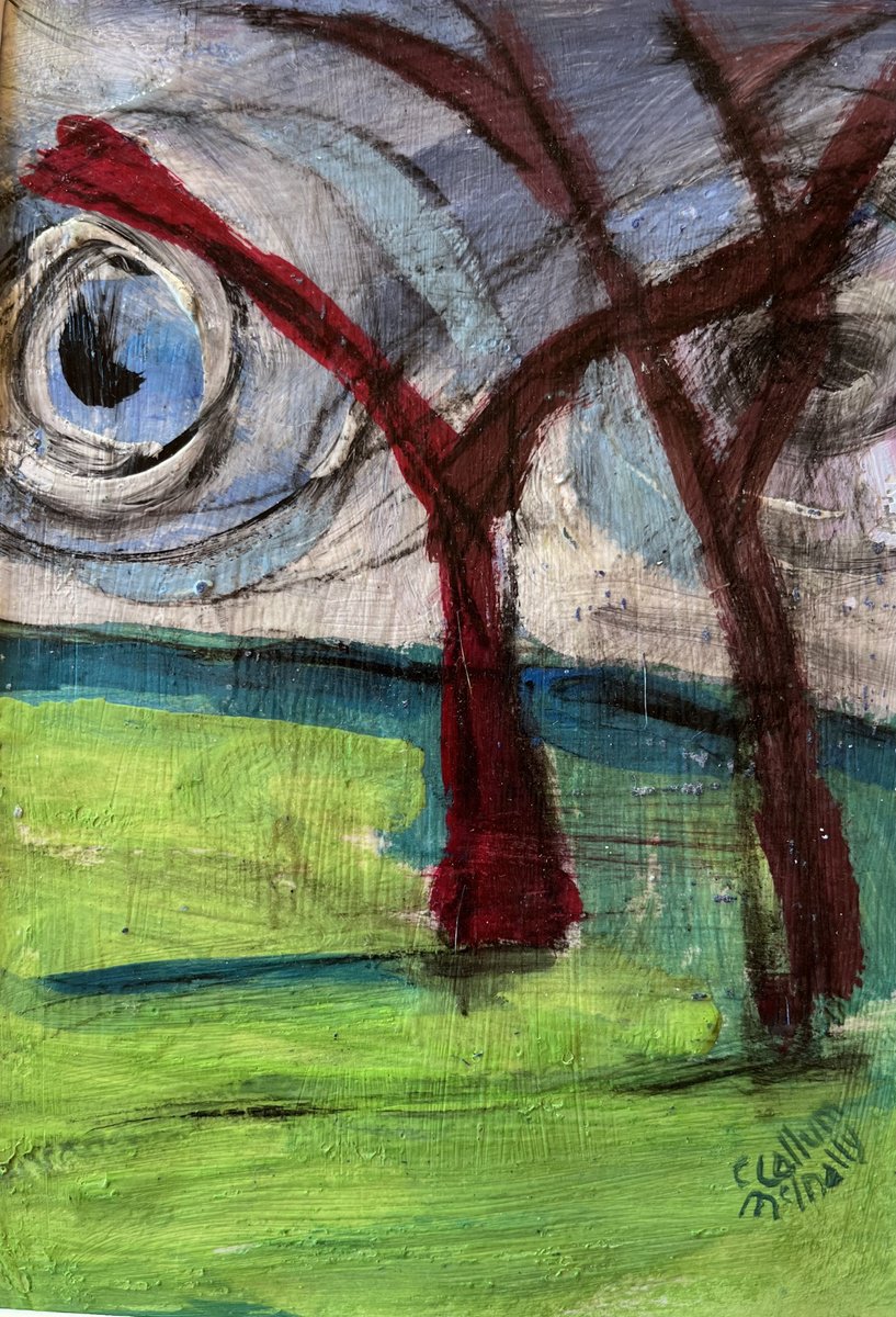 Expressive Landscape Acrylic Painting By Christine Callum Mcinally, 5 X 8, Kelvingrove Park, Glasgow, Original Artwork