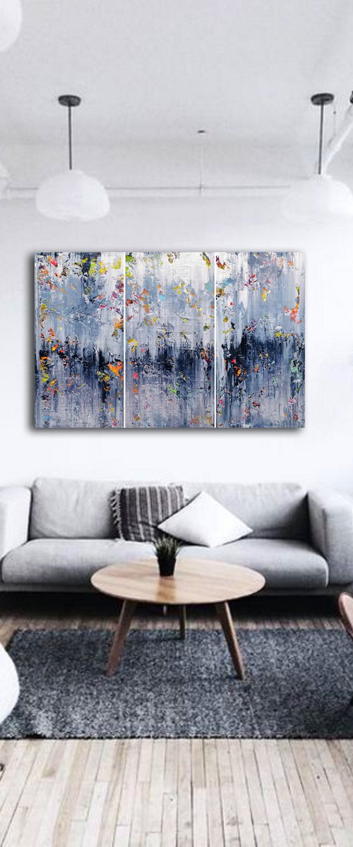 150x100cm. / Abstract triptych / Abstract 1249 by Alex Senchenko