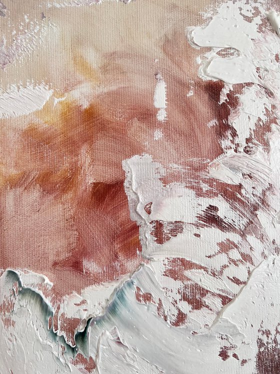 Peach peony square painting