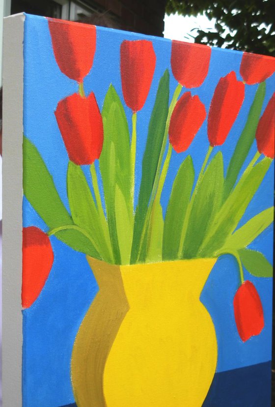 Tulips in a Yellow Vase