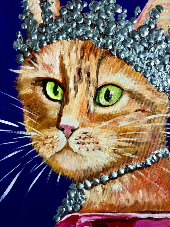 The CAT QUEEN inspired by portrait of Queen Elizabeth II home  urban art feline art for cat lovers gift idea