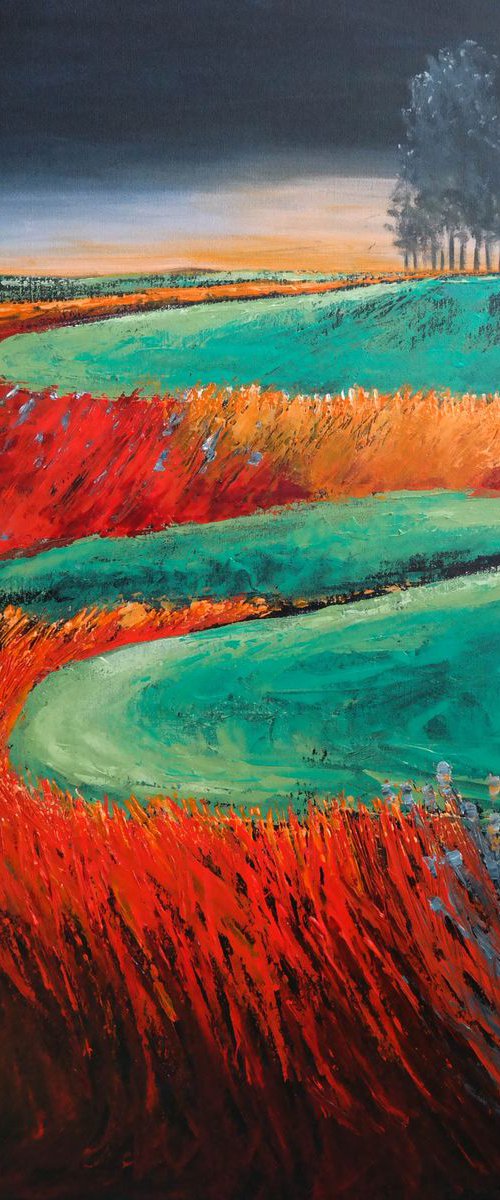 The sundown and the storm - Fields and Colors Series- EXTRA LARGE by Danijela Dan