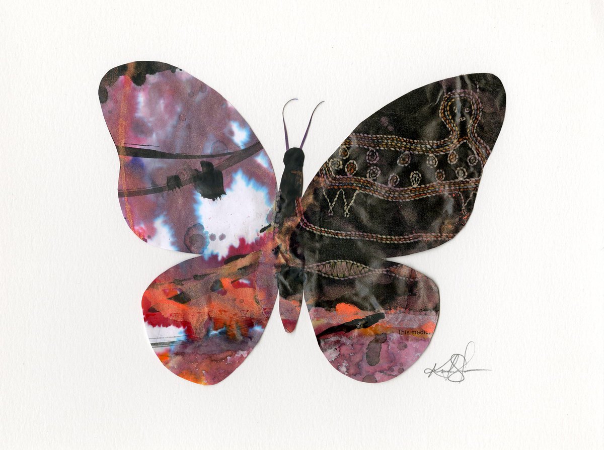 A Butterfly Story -4 - Abstract Minimal Butterfly Painting Collage by Kathy Morton Stanion by Kathy Morton Stanion