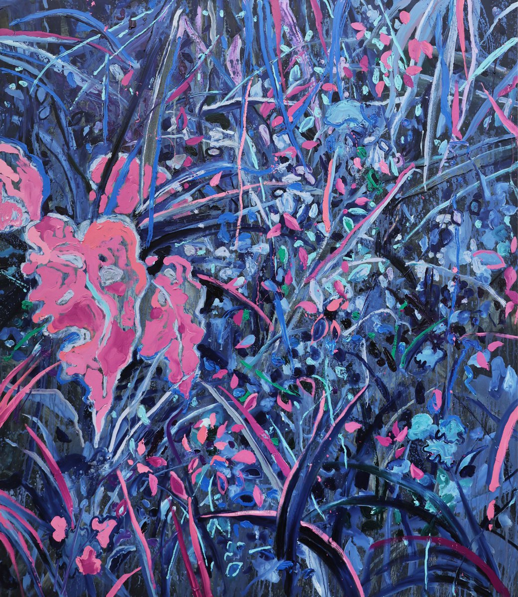 Expressive Landscape Oil Painting By Dominic Virtosu, 51 X 59, Blue Depth, Original Artwork