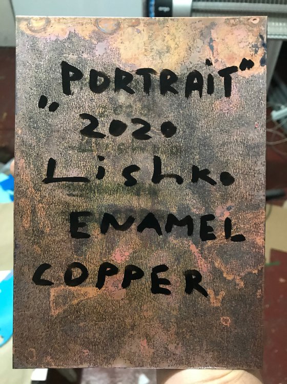 Portrait (Hot enamel on copper)