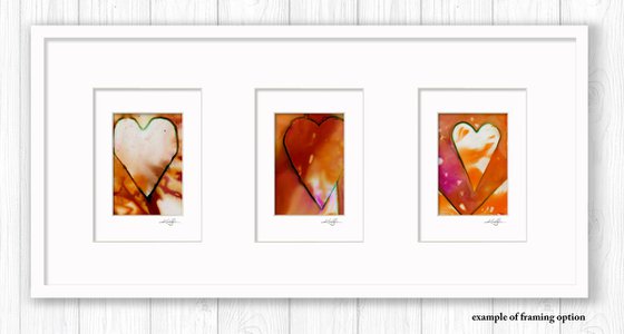 Heart Collection 14 - 3 Small Matted paintings by Kathy Morton Stanion