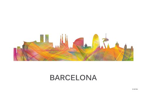 Barcelona, Spain Skyline WB1 by Marlene Watson