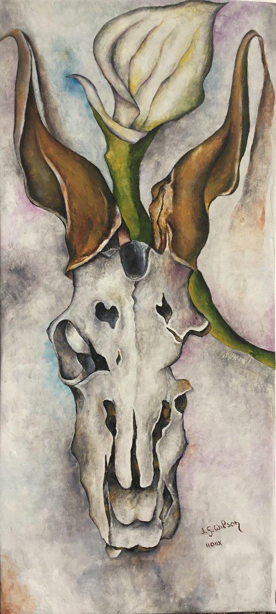 Still Life Oil Painting By Jg Wilson, 11 X 22, Santa Fe Style, Original Artwork