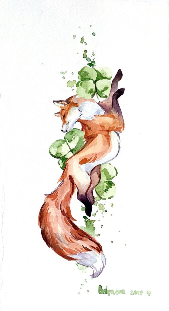 Fox with clovers
