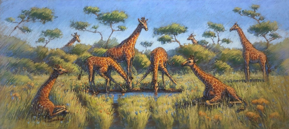 Giraffe Family by Natalie Ayas