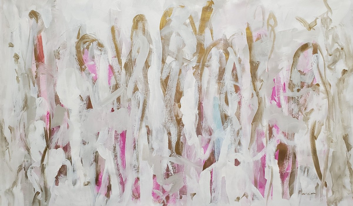 Abstract Acrylic Painting By Joyce Fournier, 48 X 28", Daydream, Original Artwork