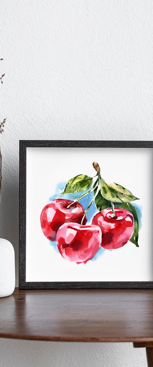 "Cherry" from the series of watercolor illustrations "Berries" by Ksenia Selianko