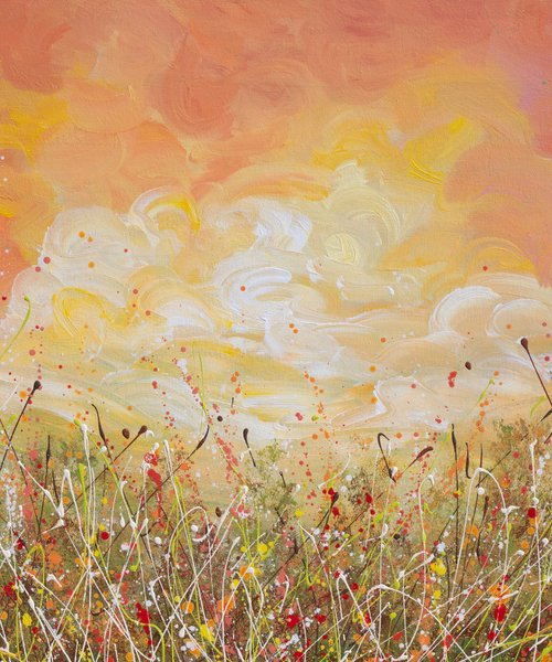 Sunset Clouds - Colorful Landscape Painting by Olga Tkachyk