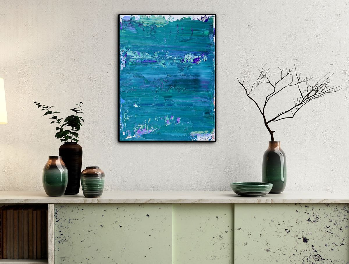 Abstract Acrylic Painting By Nestor Toro, 12 X 16", Ice Field By Nestor Toro, Original Artwork