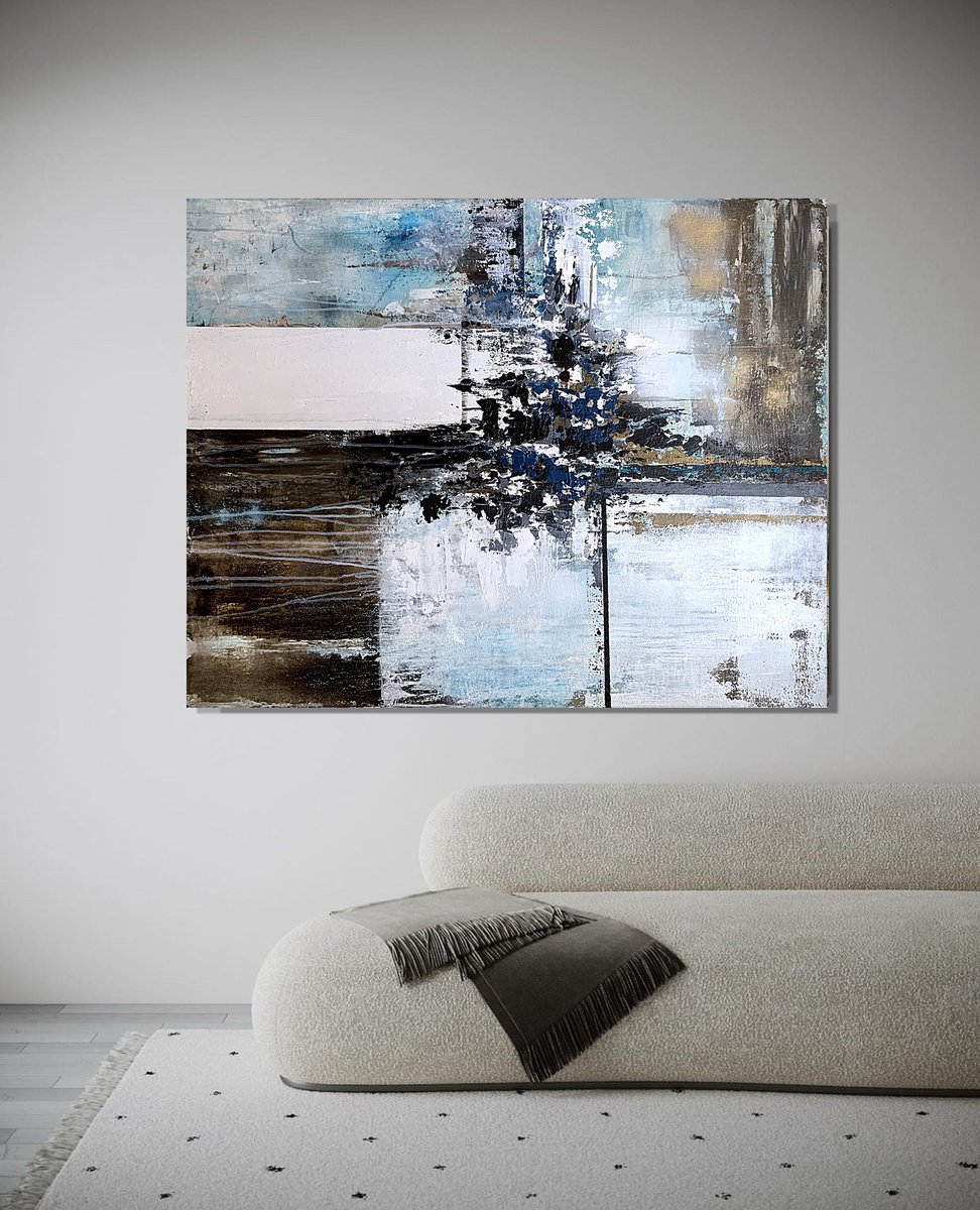 Urban And Pop Acrylic Painting , Blue And Earth Abstraction By Tatiana Malinovscaia, 31 X 39, Artwork For Sale On Artfinder