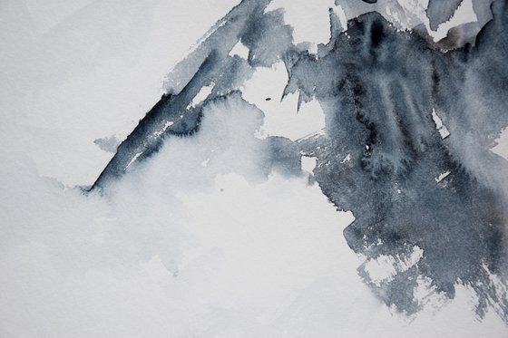 Mountain Painting, Misty Landscape Original Watercolor Painting, Cozy Home Decor