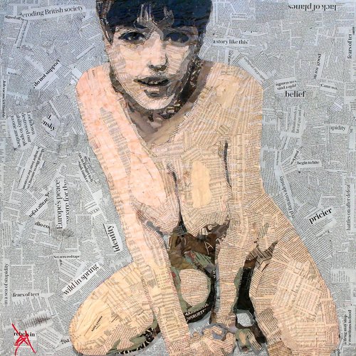 Financial Time Nude 2 (newspaper art) by Juan Sly