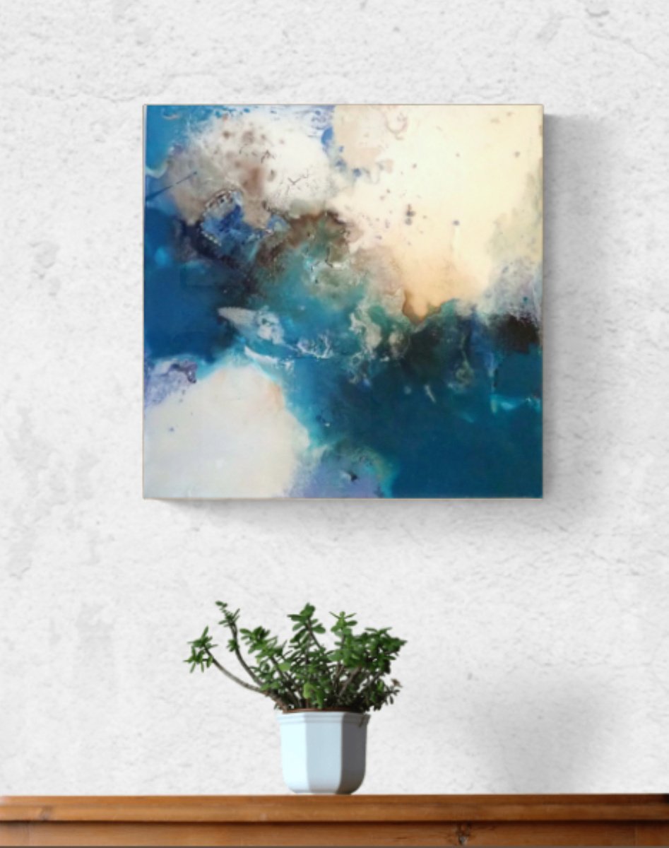 Expressive Painting , The Flow Of The Sky 1 By Christa Haack, 20 X 20, Artwork For Sale On Artfinder