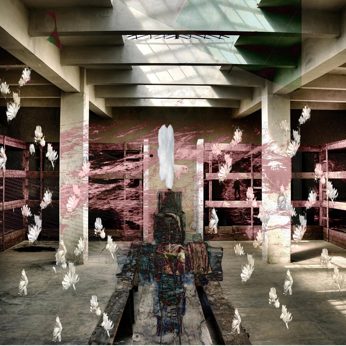 Expressive Abstract Photograph By Geert Lemmers Fpa, 31 X 31, Interior With Cross., Original Artwork