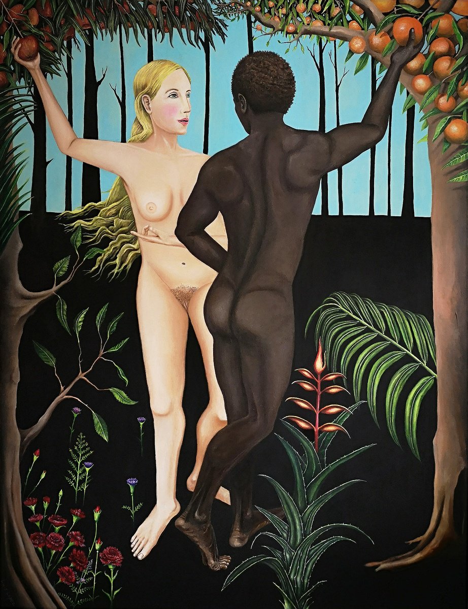 Illustrative Acrylic Painting , A Day In Paradise: Apples Or Oranges By Luis Lopez Caban, 55 X 73, Artwork For Sale On Artfinder