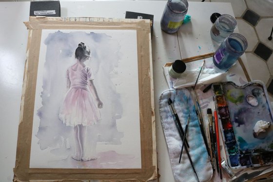 Ballerina painting - "Butterflies" FRAMED WATERCOLOUR PAINTING