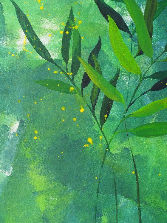 Chamaedorea on expressive background