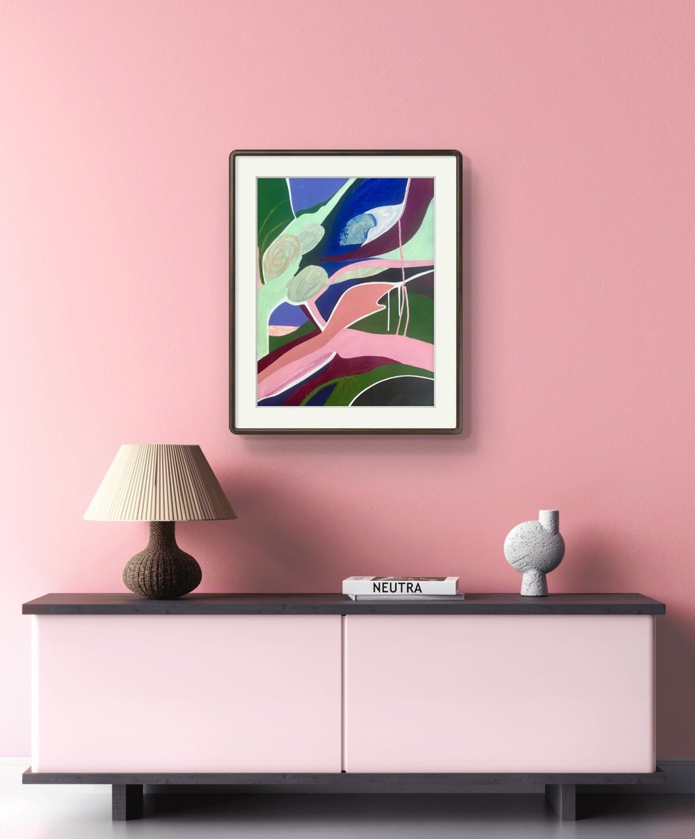 Abstract Acrylic Painting By Yulia Lazorenko, 14 X 18", Spring Vibes #7, Original Artwork