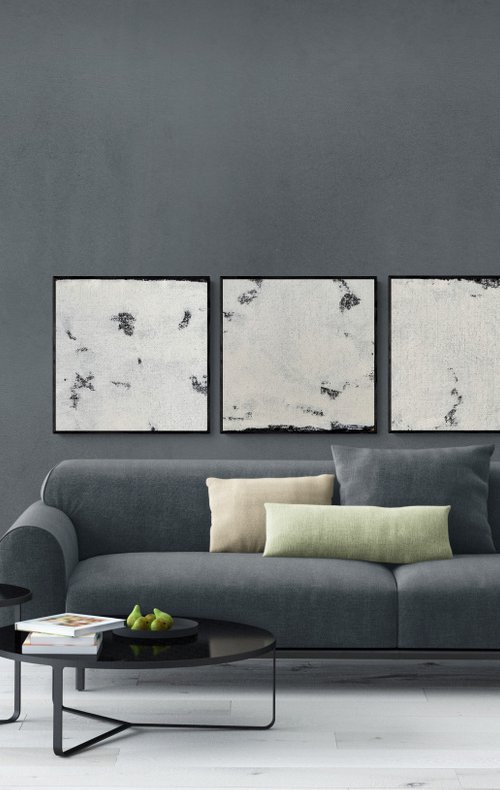 Abstraction No. 3022 b XXL black and white minimalism - set of 4 by Anita Kaufmann