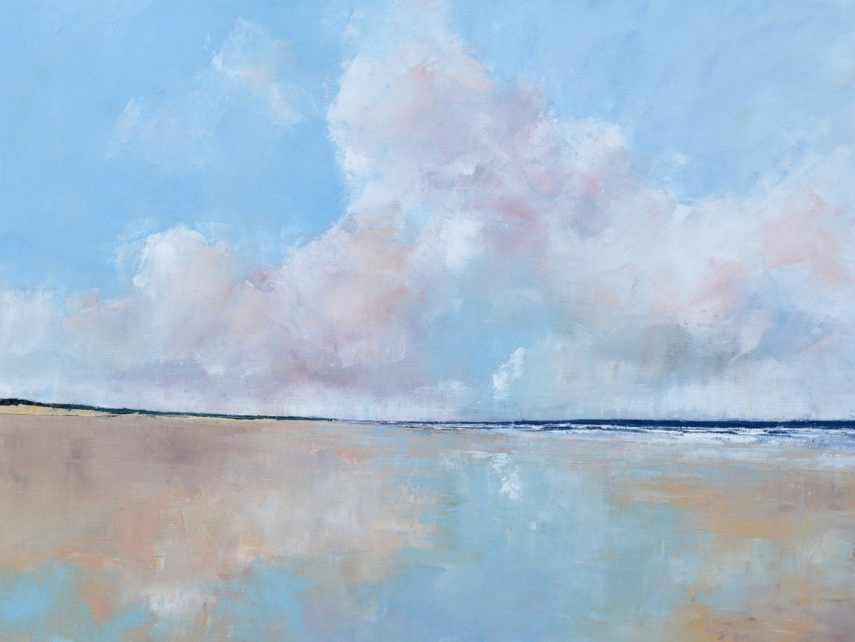 Summer Coast View By Tom Cringle, 30 X 24, Artwork For Sale On Artfinder