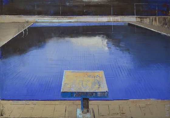 Oil painting, stretched "Pool 20" 100/70cm