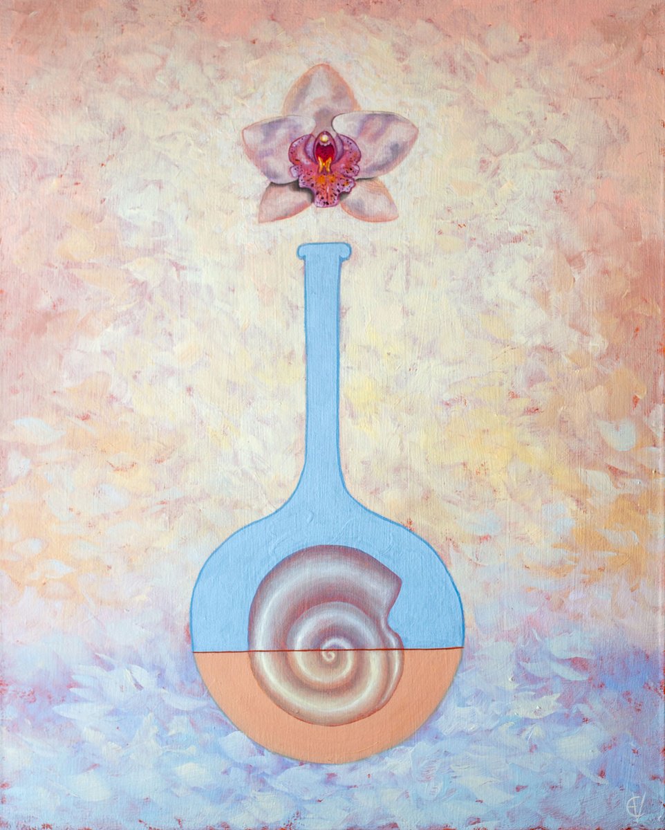 Surrealistic Botanical Oil Painting By Eve Devore, 16 X 20, Soft And Tender, Original Artwork