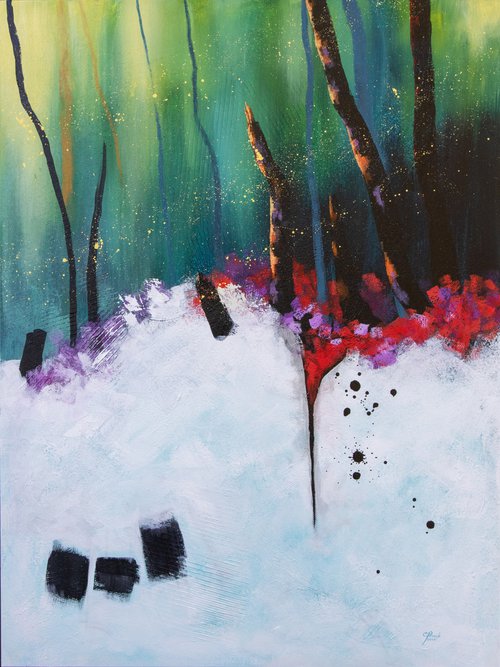 Perce-neige - Original large abstract landscape painting - Ready to hang by Chantal Proulx
