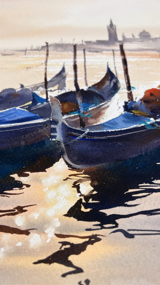 Sun-Kissed Boats of Venice