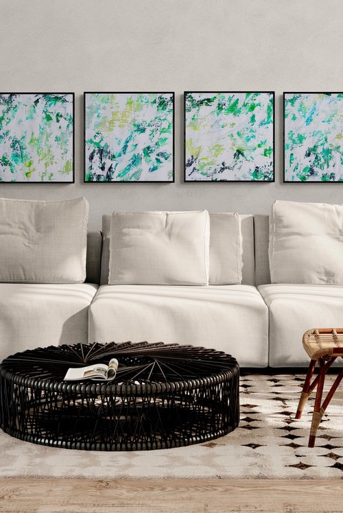 Beyond the sea no. 17820 - set of 4 green abstract by Anita Kaufmann