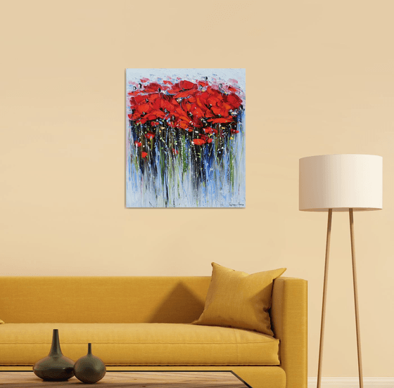 Abstract red poppies