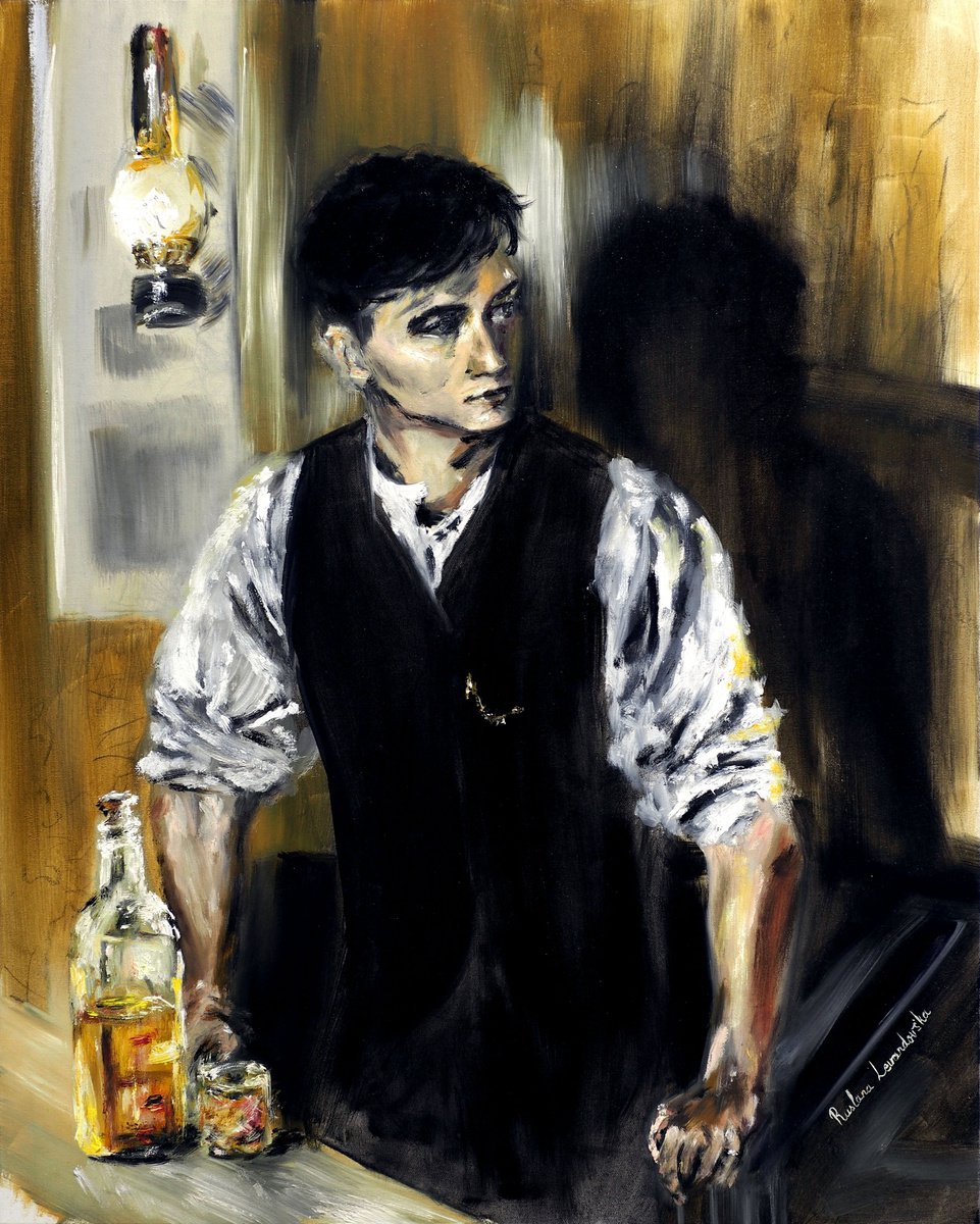 Impressionistic Portrait Oil Painting By Ruslana Levandovska, 24 X 30", A Glance At You, Original Artwork