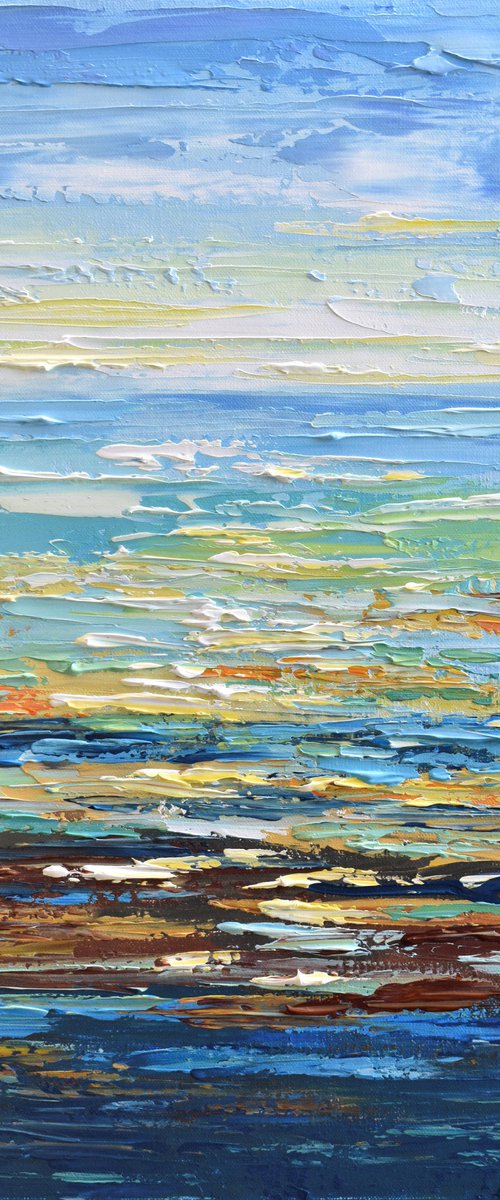 Sunrise II - Impasto Abstract Seascape Painting by Olga Tkachyk