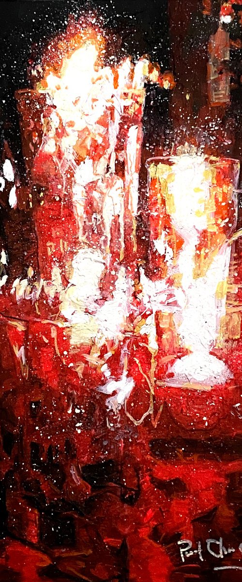 Candlelight and Wine Glasses by Paul Cheng