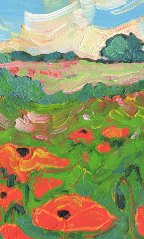 Poppies in a Norfolk Landscape by Mary Kemp