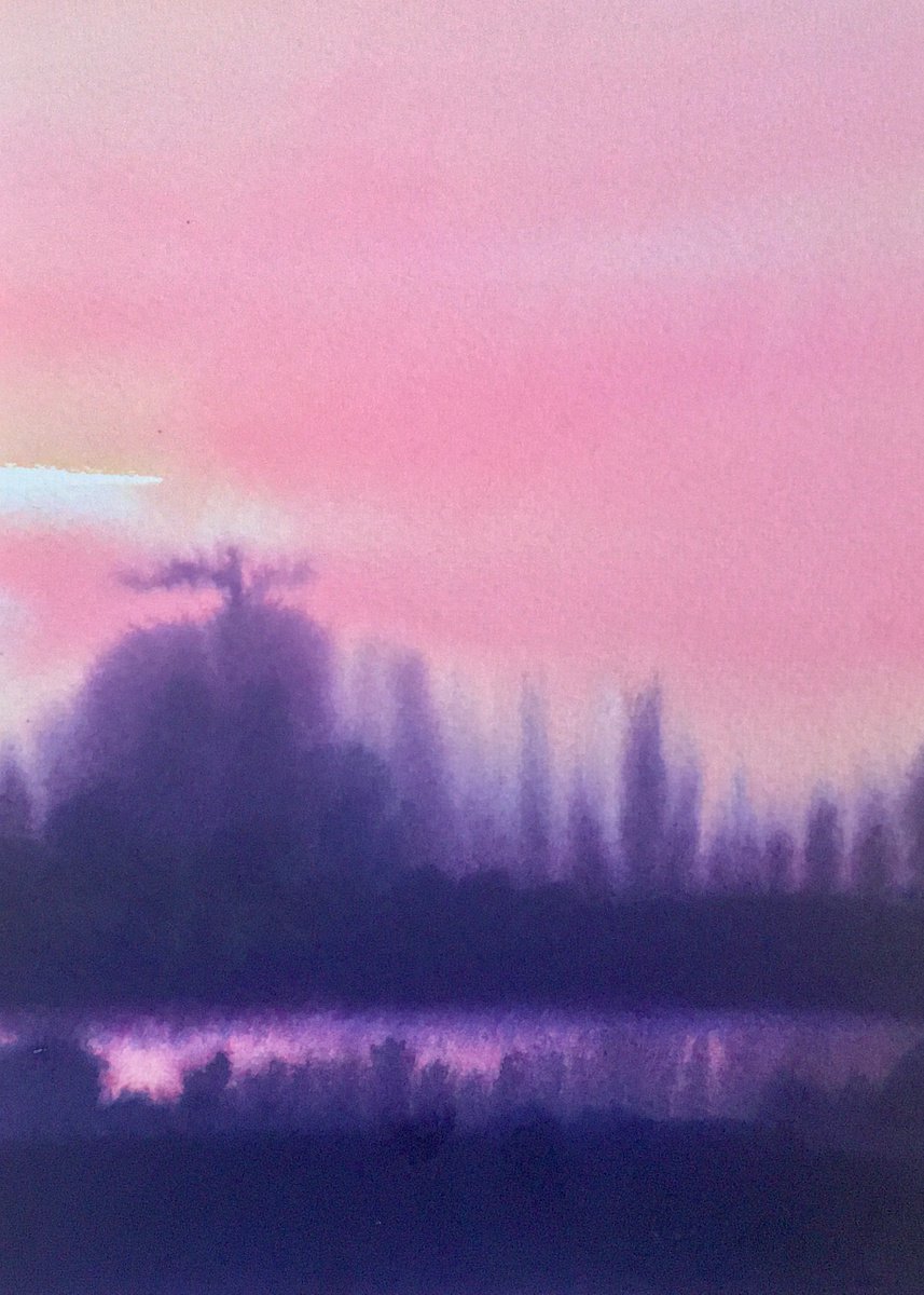 Pink lake by Samantha Adams professional watercolorist