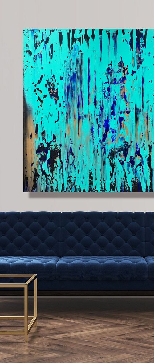 Golden Dream - XL LARGE,  ABSTRACT ART – EXPRESSIONS OF ENERGY AND LIGHT. READY TO HANG! by Julijana Ravbar
