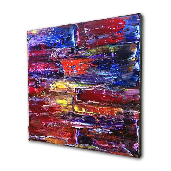 "Let's Get Messy" - FREE USA SHIPPING - Original PMS Textured Oil Painting On Canvas - 20 x 20 inches