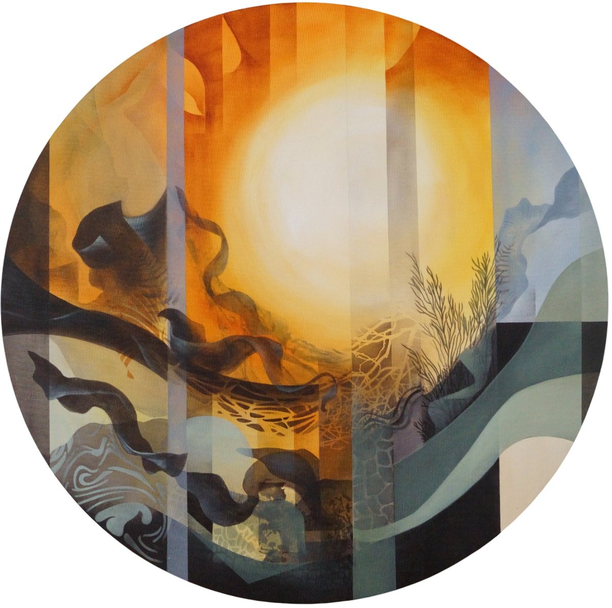 Abstract Acrylic Painting By Vera Hoi, 31 X 31", "Layers Of The Past", Original Artwork