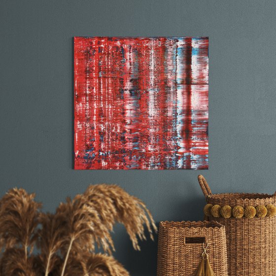 50x50 cm Red Abstract Painting Abstract landscape painting