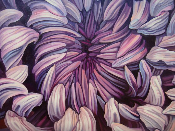40" Purple Flower / Large Floral Oil Painting on canvas