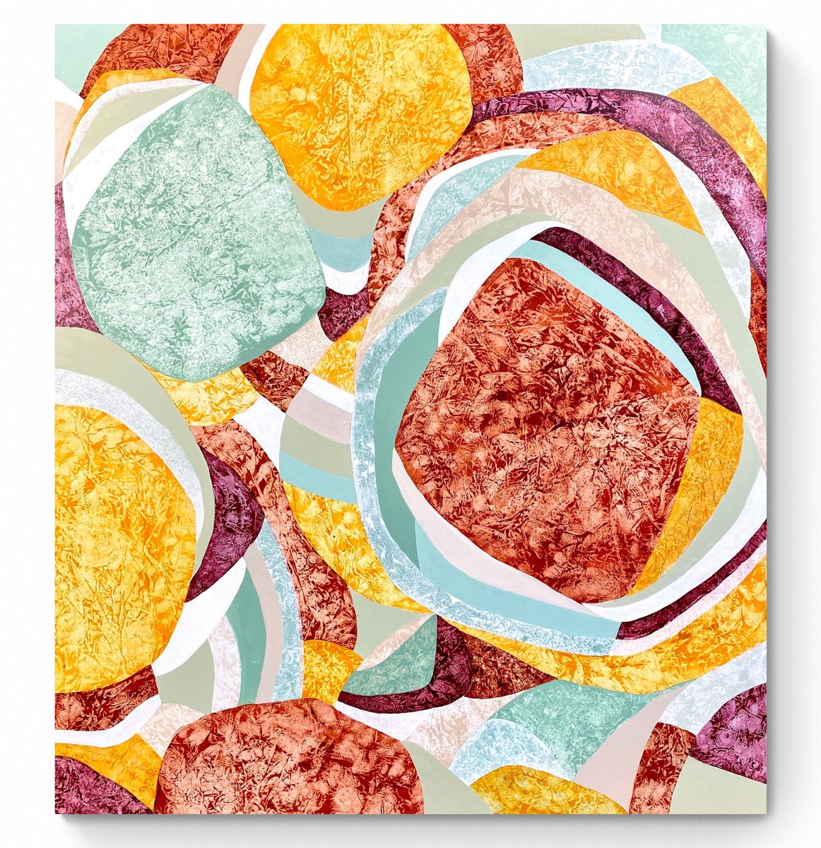 Abstract Acrylic Painting By Cristina Dalla Valentina, 35 X 39, Family, Original Artwork